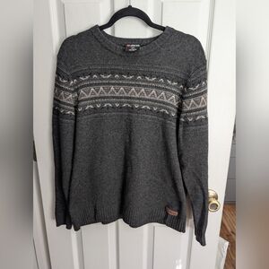 Gray Patterned Men's Sherpa Sweater